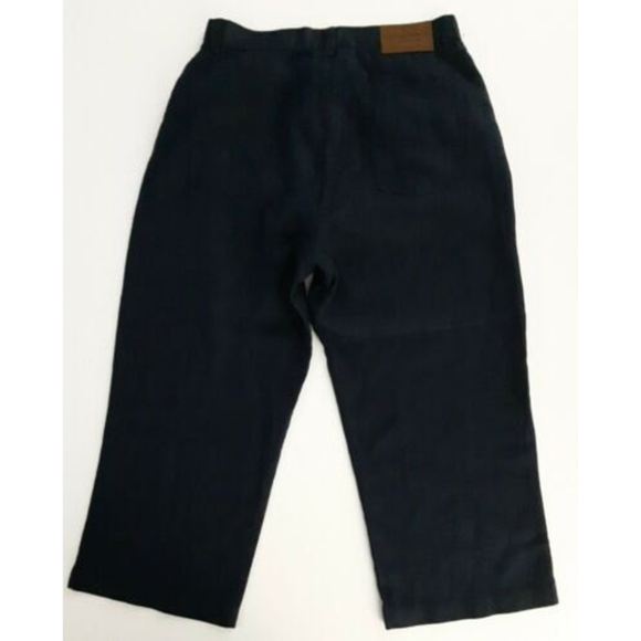 Ralph Lauren Jeans Co Sz 8 Navy Blue Linen Cropped Pants Wide Leg - Picture 4 of 5